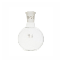 Колба круглая, 50 мл, шлиф 19/26, плоское дно, боросиликатное стекло, 1 шт