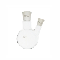 Колба круглодонная двугорлая, 250 мл, шлифы 29/32 (центр.) и 14/23 (бок.), боросиликатное стекло, 1 шт