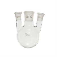 Колба круглодонная трехгорлая (параллельные горловины), 1000 мл, шлифы 29/32 (центр.)/29/32 (бок.), боросиликатное стекло, 1 шт