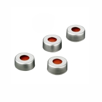 Крышка обжимная, 11 мм, септа красная, алюминий/силикон/FEP, 1х100 шт