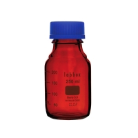 Бутыль с крышкой и сливным кольцом, 100 мл, Ø горла 45 мм, с градуировкой, темное боросиликатное стекло, 1 шт