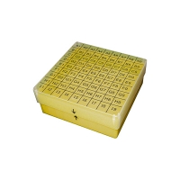 Коробка для 81 криопробирки по 2 мл, с нумерацией на крышке, полипропилен, желтая, 1 шт