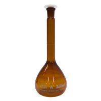 Колба мерная, 5 мл, шлиф 7/16, класс A, белая маркировка, пластиковая пробка, темное боросиликатное стекло, 1 шт