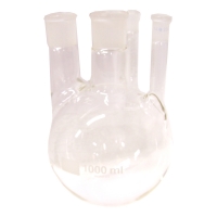 Колба круглодонная четырехгорлая, 1000 мл, шлифы 29/32 (центр.), 2 х 14/23 (бок.), 29/32 (бок.), боросиликатное стекло, 1 шт